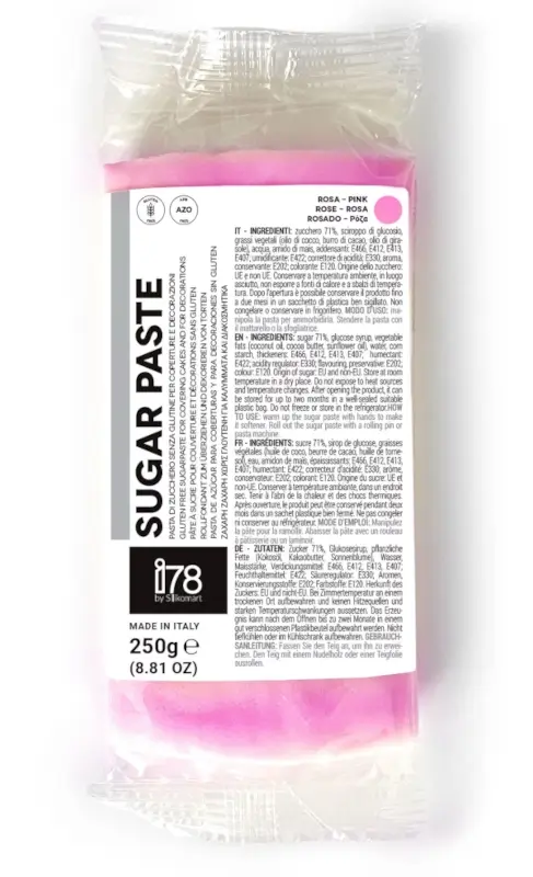 Pasta de Zahar Roz fara Gluten pentru Acoperire si Decoruri, 250 g, Silikomart [2]
