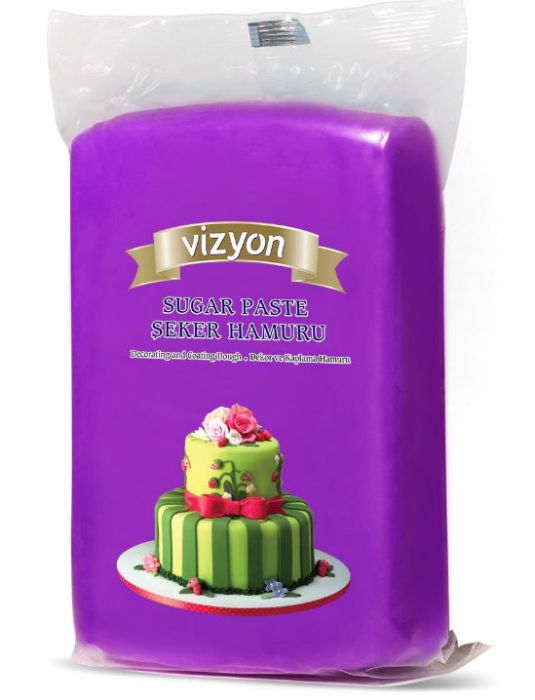 Pasta de Zahar Violet Inchis, Acoperire si Decoruri, 1 kg, Vizyon [1]