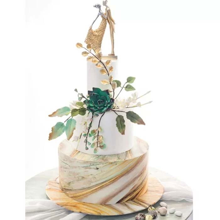 Pasta Zahar imprimata, Nunta Model Marmorat Auriu 60x41 cm, Set 4 Buc [2]