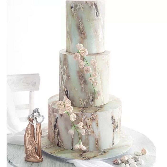 Pasta Zahar imprimata, Nunta Model Marmorat Roz si Auriu, 60x41 cm, Set 4 Buc [2]