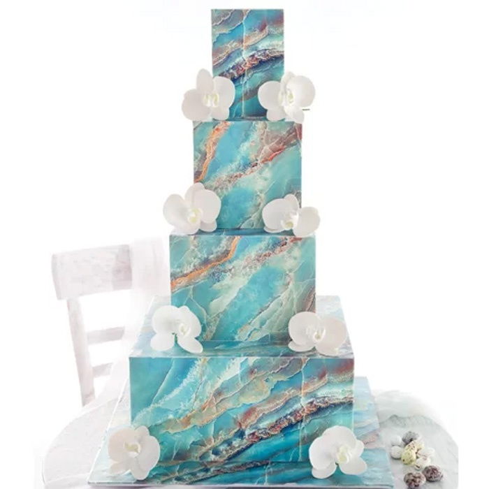 Pasta Zahar imprimata, Nunta Model Marmorat Turcoise, 60x41 cm, Set 4 Buc [2]