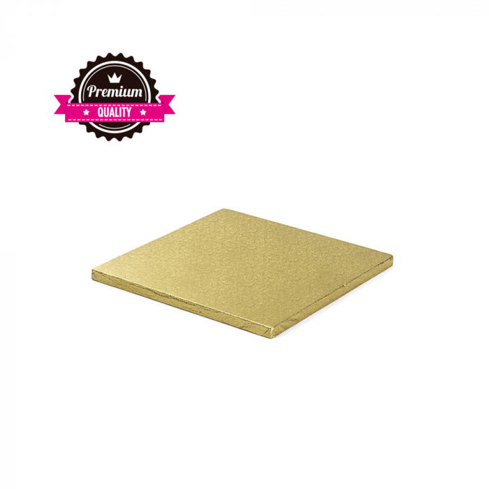 Platou Tort Patrat Auriu, 20 x 20 x H 1.2 cm [1]