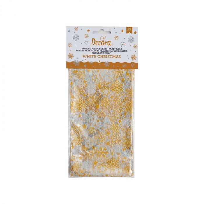 Pungi S cu Baza, Celofan cu Model Craciun, 12.5 x 3 x H 24 cm, Set 20 Buc [1]