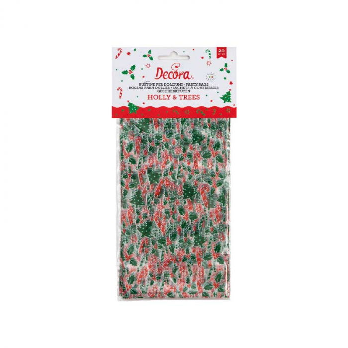 Pungi S cu Baza, Celofan cu Model Craciun, 12.5 x 3 x H 24 cm, Set 20 Buc [1]