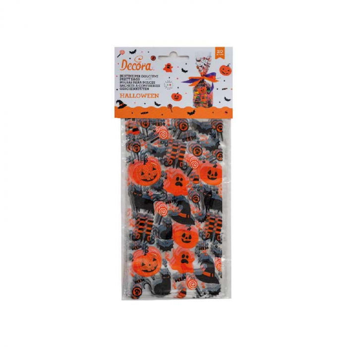 Pungi S cu Baza, Celofan cu Model Haloween, 12.5 x 3 x H 24 cm, Set 20 Buc  [1]