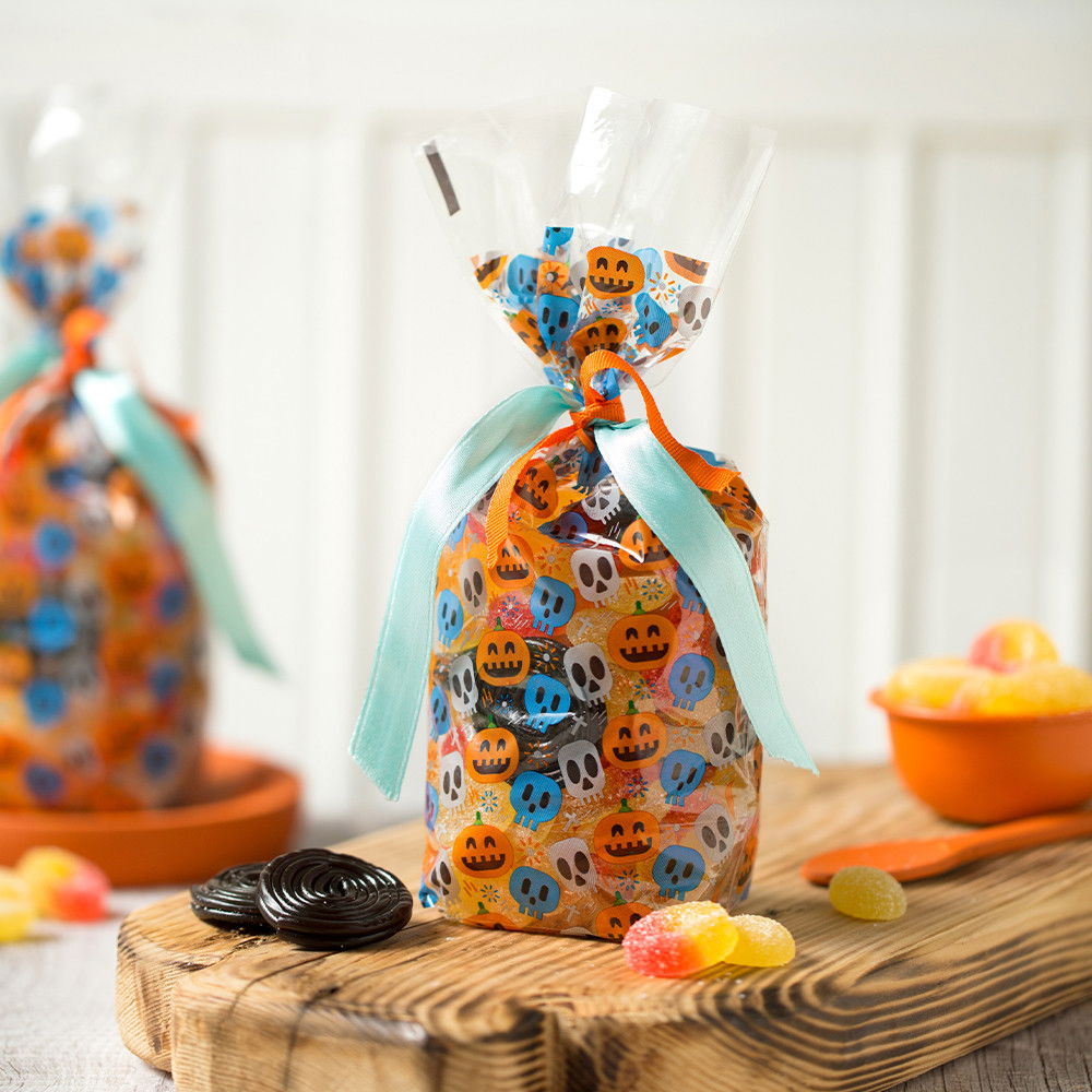 Pungi S cu Baza, Celofan cu Model Haloween, 12.5 x 3 x H 24 cm, Set 20 Buc [3]