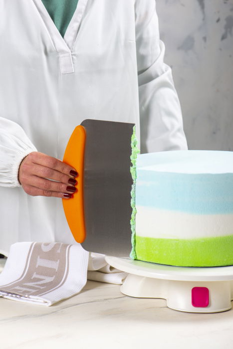 Racleta Nivelare Tort cu Maner din Plastic si Lama Inox Dreapta, 22.5x11 cm [2]