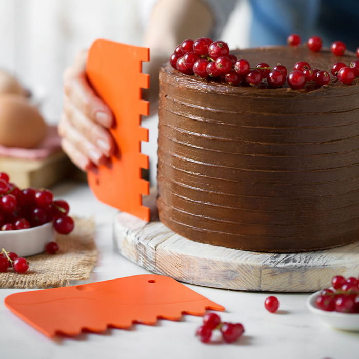 Raschete Material Plastic Portocaliu, 12x8.3 cm Model Pieptene, Set 2 buc [2]