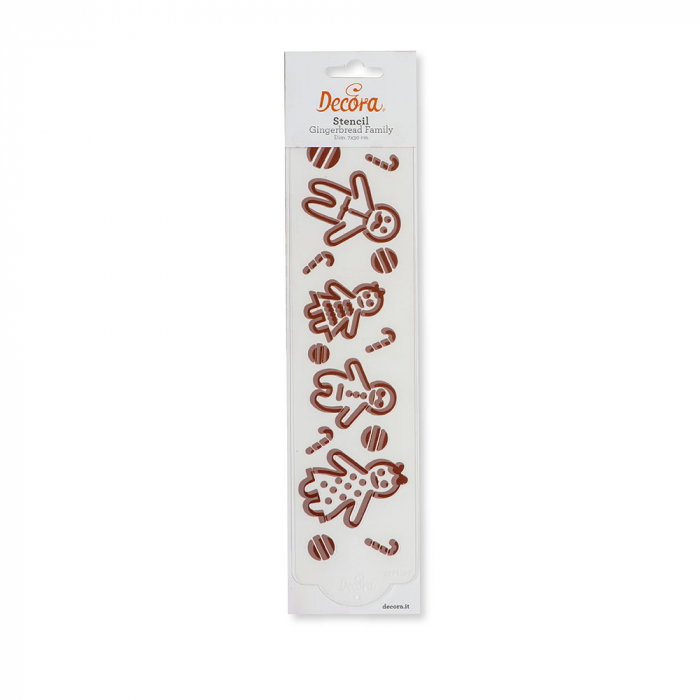 Sablon Plastic Lateral Decor Craciun - Gingerbread Family, 30 x 7 cm [2]