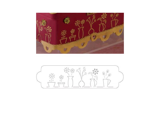 Sablon Plastic Lateral Decor Vase cu Flori, 34 x 9 cm [1]