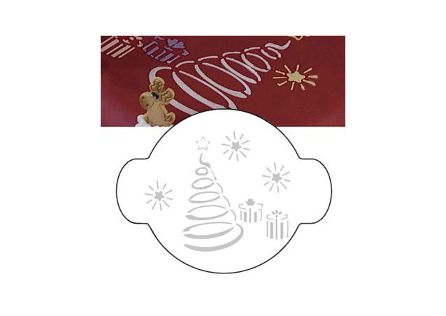 Sablon Plastic Rotund Decor Craciun cu Brad Ø 10 cm [1]