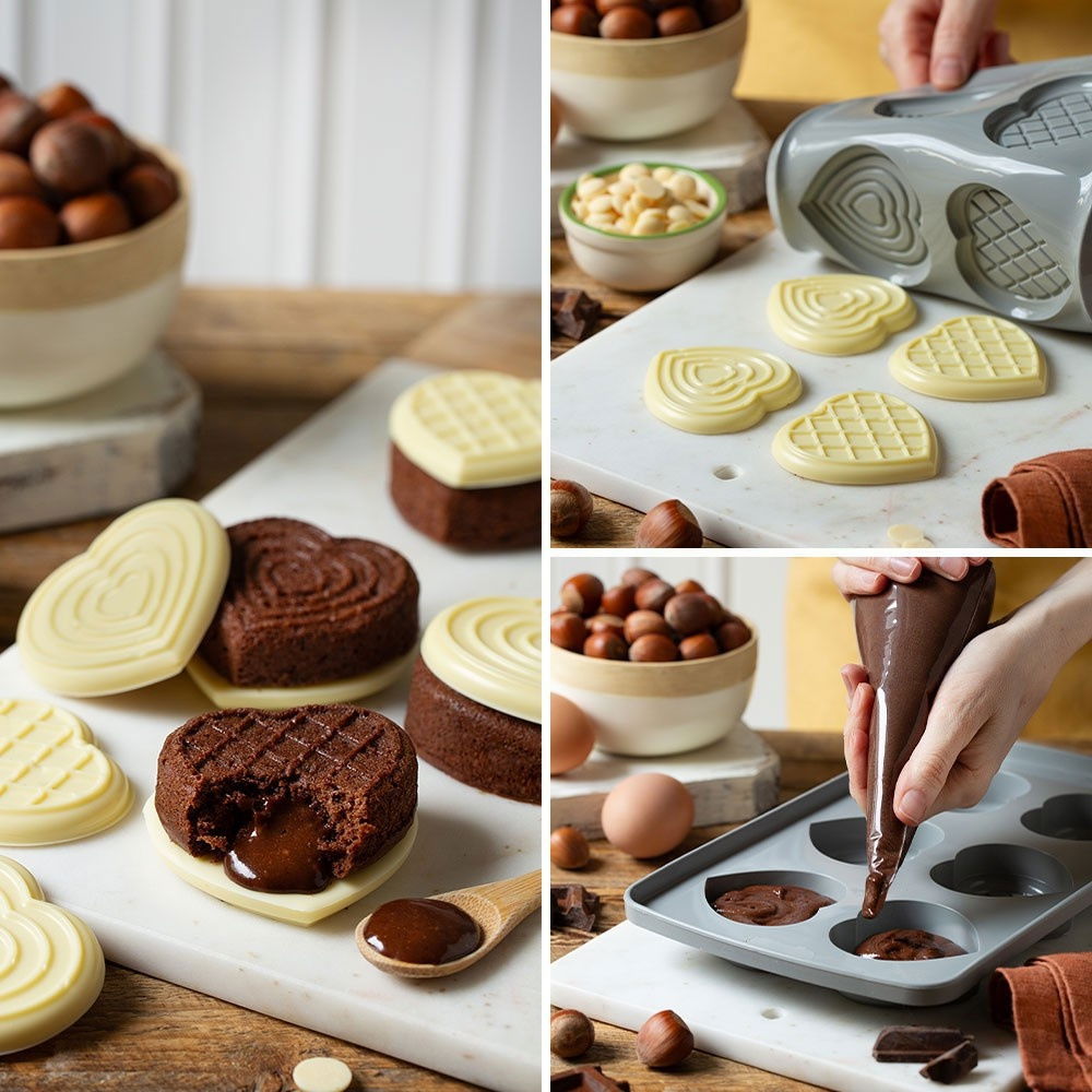 Set 2 Forme Silicon Inima 2 Modele 2.87 - 3 x 1.65 - 1.75 x H 0.1 - 3.5 cm, 6 cavitati [2]