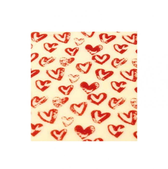 Set 30 Folii Transfer Decor Ciocolata Rosu Inimi, 34 x 26.5 cm [1]