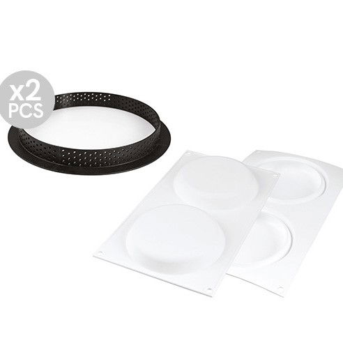Set Tarte Ø 15 cm, 2 Rame Microforate + Forma Silicon 2 cavitati [1]