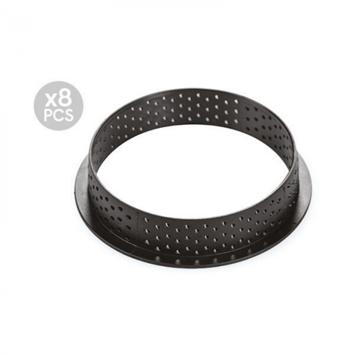 Set Tarte Ø 7 cm Cocoa, 8 Rame Microforate + Forma Silicon 8 Cavitati [5]