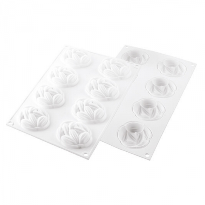 Set Tarte Ø 7 cm Cocoa, 8 Rame Microforate + Forma Silicon 8 Cavitati [7]