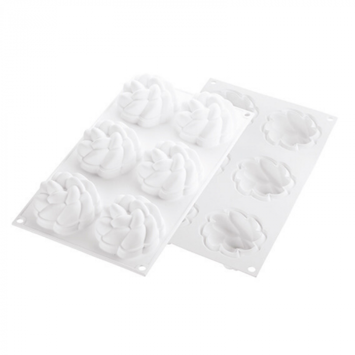 Set Tarte Ø 8 cm Floare, 6 Rame Microforate + Forma Silicon 6 Cavitati [6]