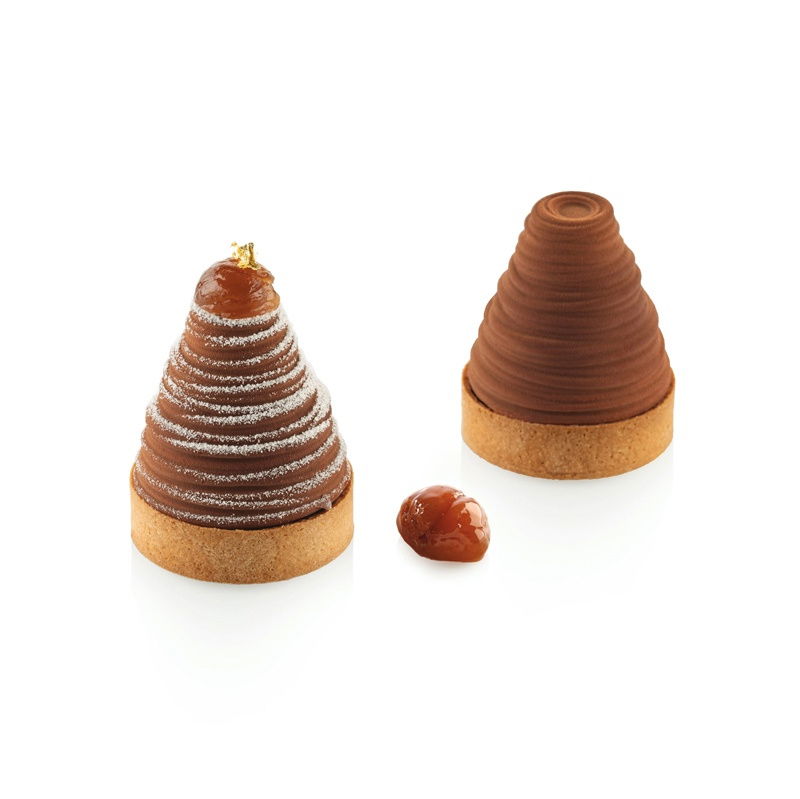 Set Tarte Albia Ø 7 m, 6 Rame Microforate + Forma Silicon 6 cavitati Ø 6.5 x H 6.1 cm 106 ml [1]