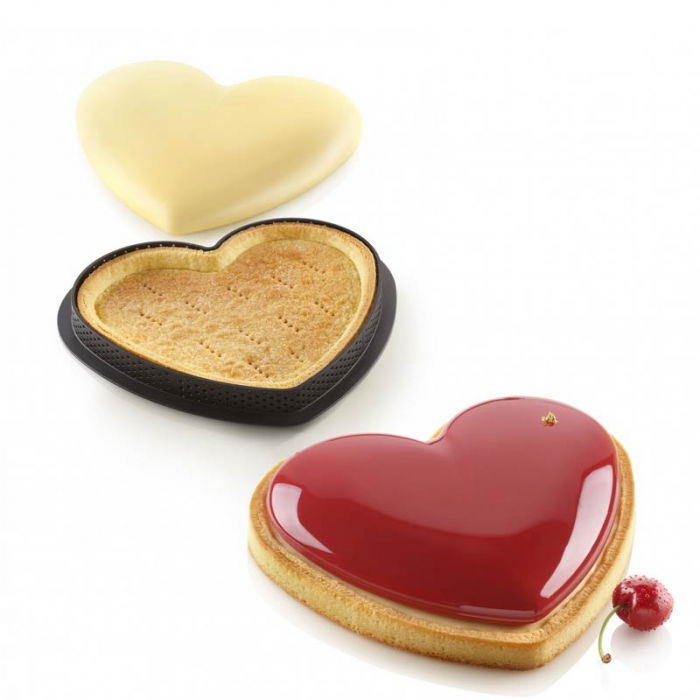 Set Tarte Inima 20.5 x 19 x H 2 cm, 1 Rama Microforata + Forma Silicon 460 ml [2]