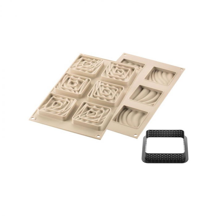Set Tarte Sand 8 x 8 x H 2 cm, 6 Rame Microforate + Forma Silicon 6 Cavitati [7]
