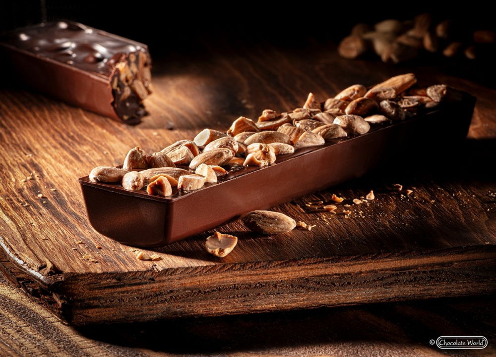 Snack Ciocolata 20 x 4.6 x H 2.3 cm, Matrita Policarbonat Nougat, 2 cavitati, 211.85 gr [2]