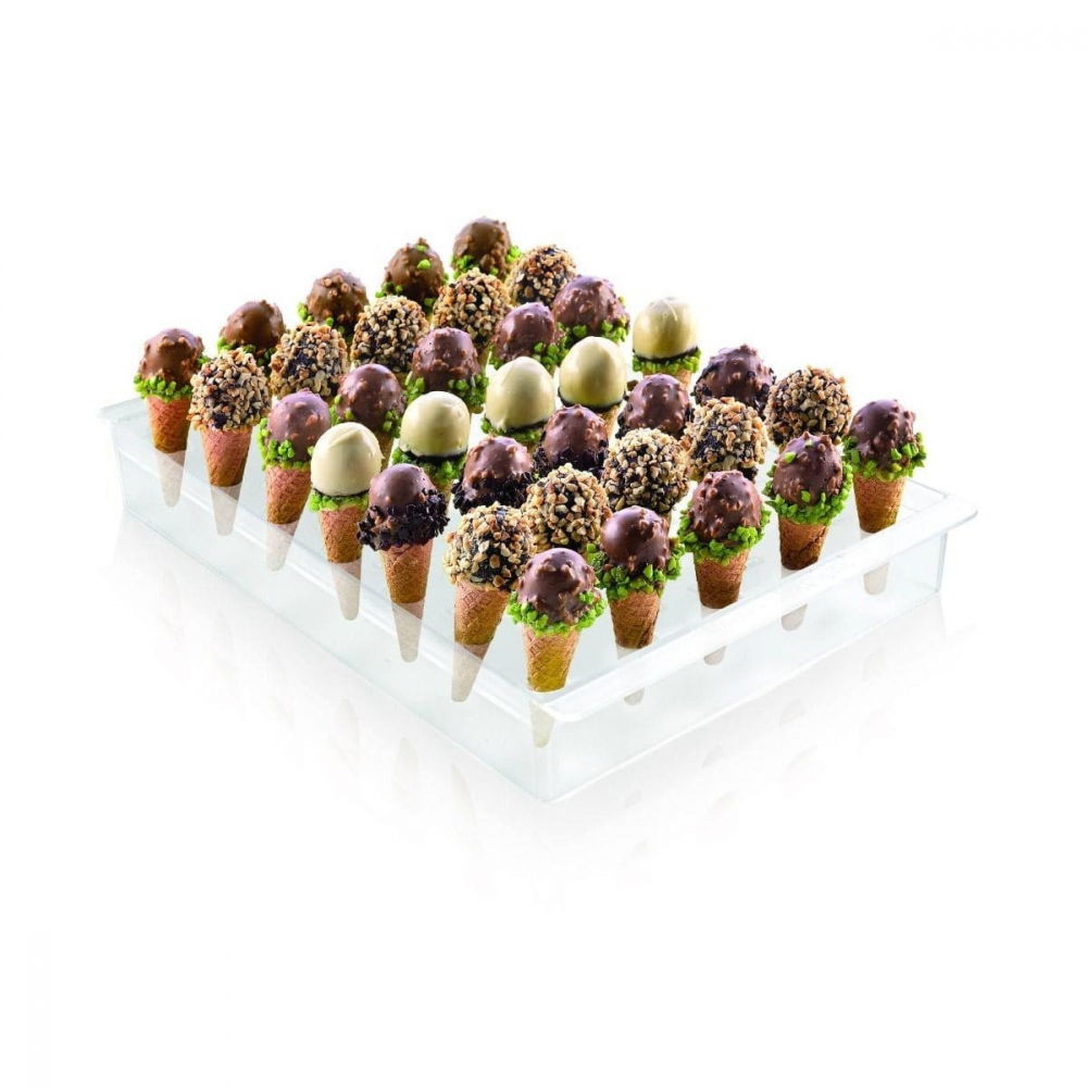 Suport 24 Produse pe Bastonase, 36 x 23.5 x H 4.8 cm, Plastic Transparent [3]