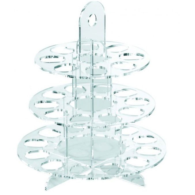 Suport Macarons 3 Etaje, Plexiglas Transparent, Ø 24 x H 28 cm [1]