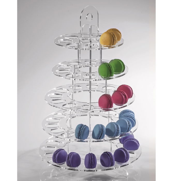 Suport Macarons 5 Etaje, Plexiglas Transparent, Ø 28 x H 43 cm [2]