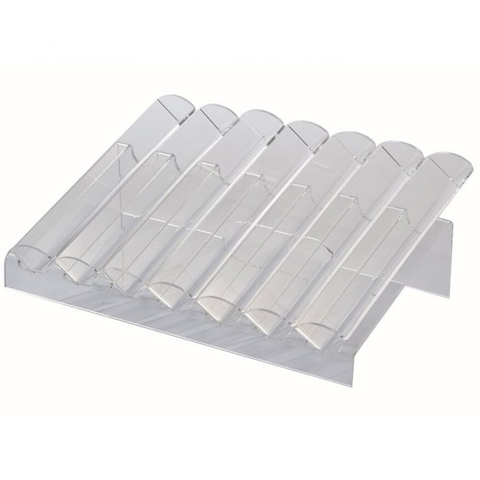 Suport Macarons 7 Coloane Inclinate, Plexiglas Transparent, 46 x 33 x H 14.5 cm [1]