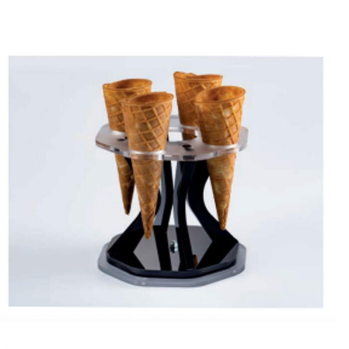 Suport Rotativ Servire 4 Conuri Inghetata, Plexiglas Satinat, Ø 15.5 x H 14cm [1]