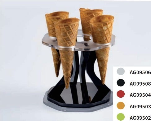 Suport Rotativ Servire 4 Conuri Inghetata, Plexiglas Verde, Ø 15.5 x H 14cm [1]