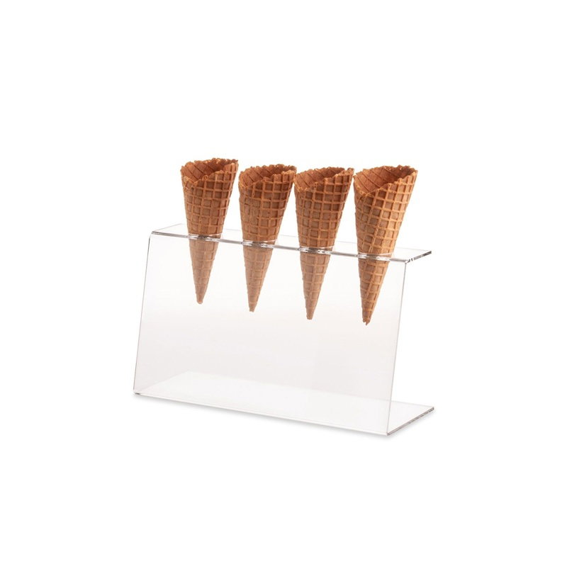 Suport Servire 4 Conuri Inghetata Ø 3 cm, Transparent, 25 x 9.4 x H 15 cm [1]