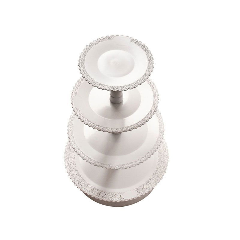 Suport Tort/ Bufet 4 Etaje, Plastic Alb, Ø 40-35-30-25 x H 54 cm [1]