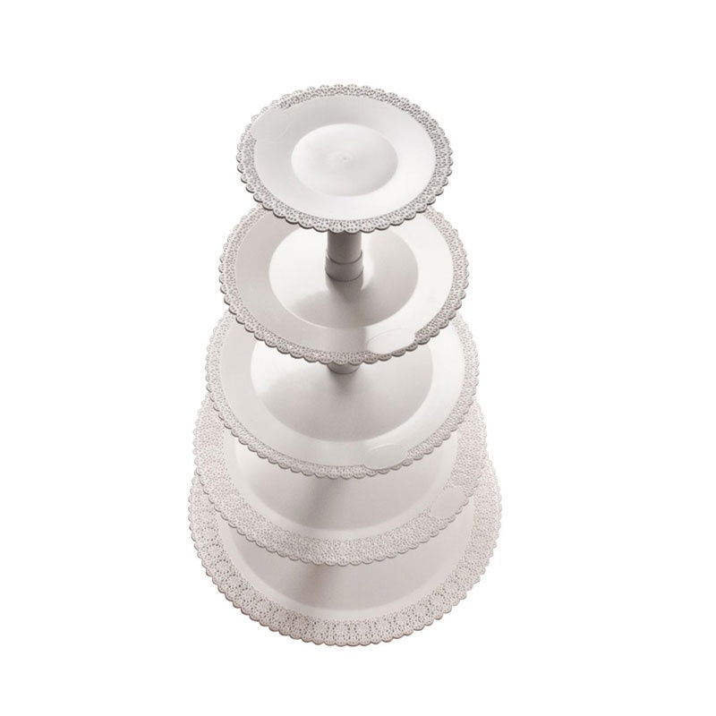 Suport Tort/ Bufet 5 Etaje, Plastic Alb, Ø 40-35-30-25-20 x H 70 cm [1]