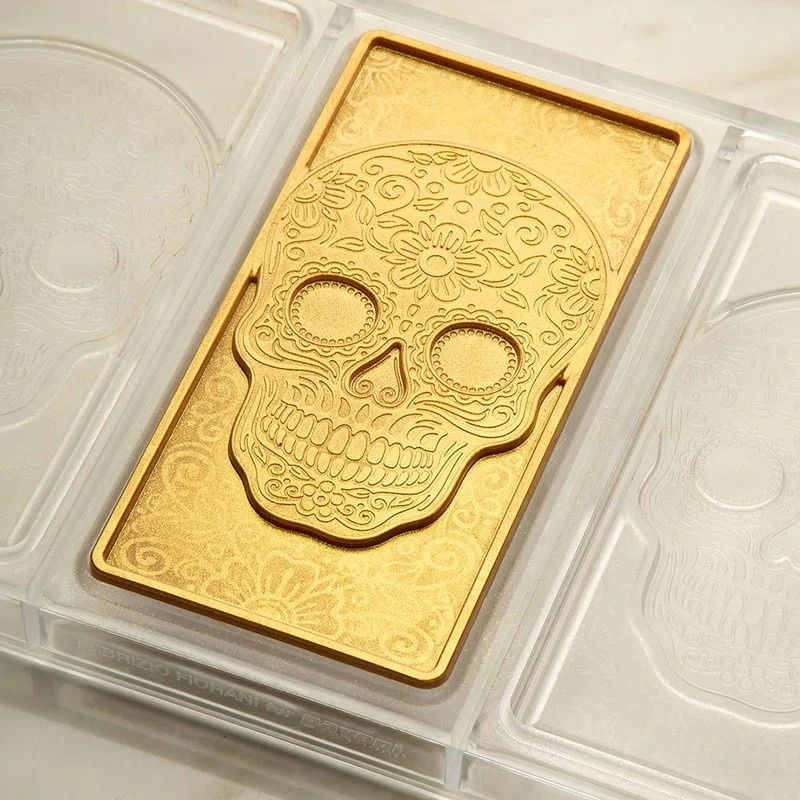 Tablete Ciocolata 15.4 x 7.7 x H 0.9 cm - Matrita policarbonat Craniu, 3 cavitati, 100 gr [1]