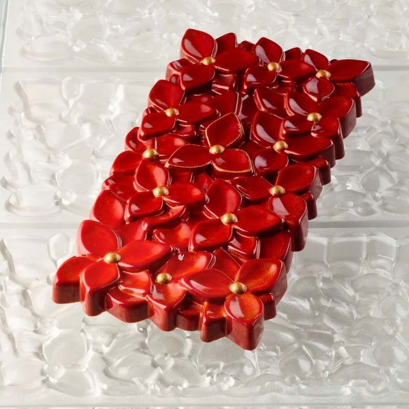 Tablete Ciocolata 15.4 x 7.7 x H 1.1 cm - Matrita policarbonat Flori, 3 cavitati, 100 gr [1]