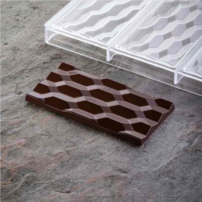 Tablete Ciocolata 15.4 x 7.7 x H 1 cm - Matrita policarbonat Hexa Vallée, 3 cavitati [1]