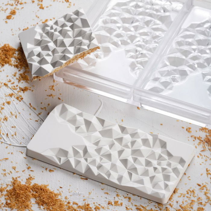 Tablete Ciocolata 15.5 x 7.7 x H 1 cm - Matrita Policarbonat Choco Bar Fragment, 3 cavitati [2]