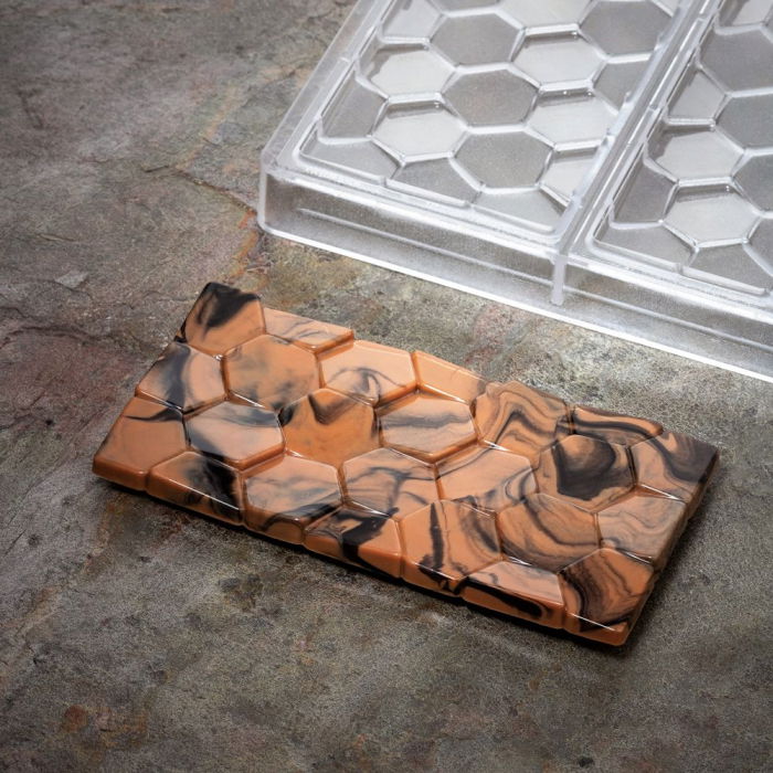 Tablete Ciocolata 15.5 x 7.8 x H 1 cm - Matrita Policarbonat Choco Bar Pave, 3 cavitati [1]