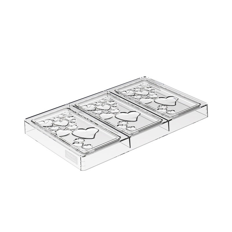 Tablete Ciocolata 15 x 7 x H 1 cm - Matrita Policarbonat Inimi, 3 cavitati (CH012), 74 gr [2]