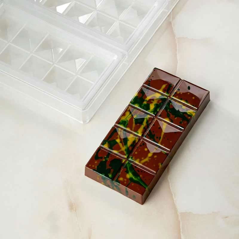 Tablete Ciocolata 15 x 7 x H 2 cm - Matrita policarbonat Ciocolata Dubai, 3 cavitati, 200 g [1]