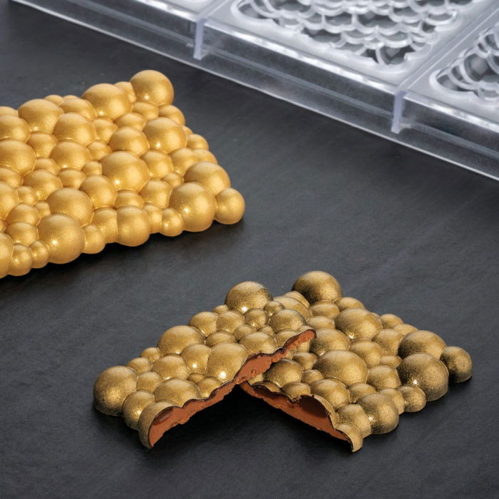 Tablete Ciocolata 15 x 7.7 x H 1.2 cm - Matrita Policarbonat Choco Bar Sparkling, 3 cavitati [2]