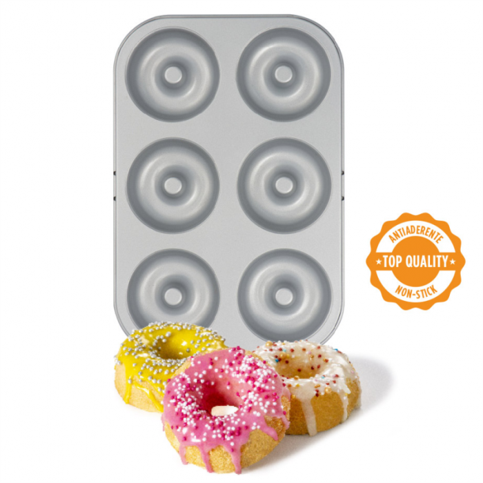 Tava 6 Cavitati Forme Donuts / Gogosi Ø 7.5 x H 2.3 cm, Otel Antiaderent [2]