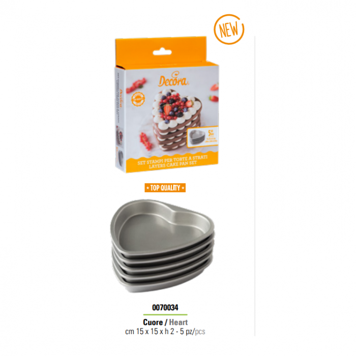 Tava Coacere Blat Tort Inima 15 x 15 x H 2 cm, Aluminiu Anodizat, Set 5 buc [1]