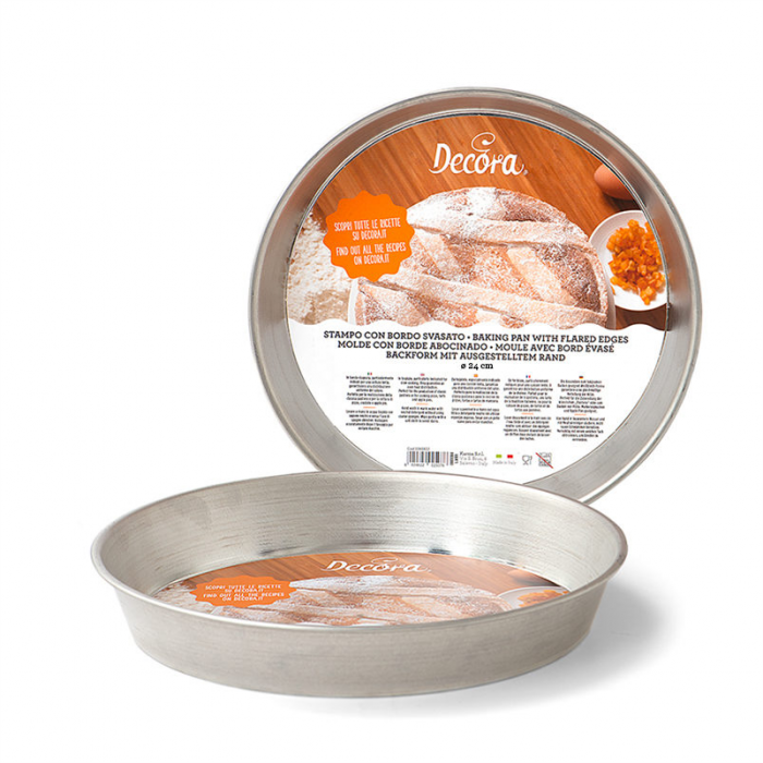 Tava cu Margini Evazate pentru Placinta / Prajitura, Ø 24 x H 4 cm, Tabla Cositorita [1]