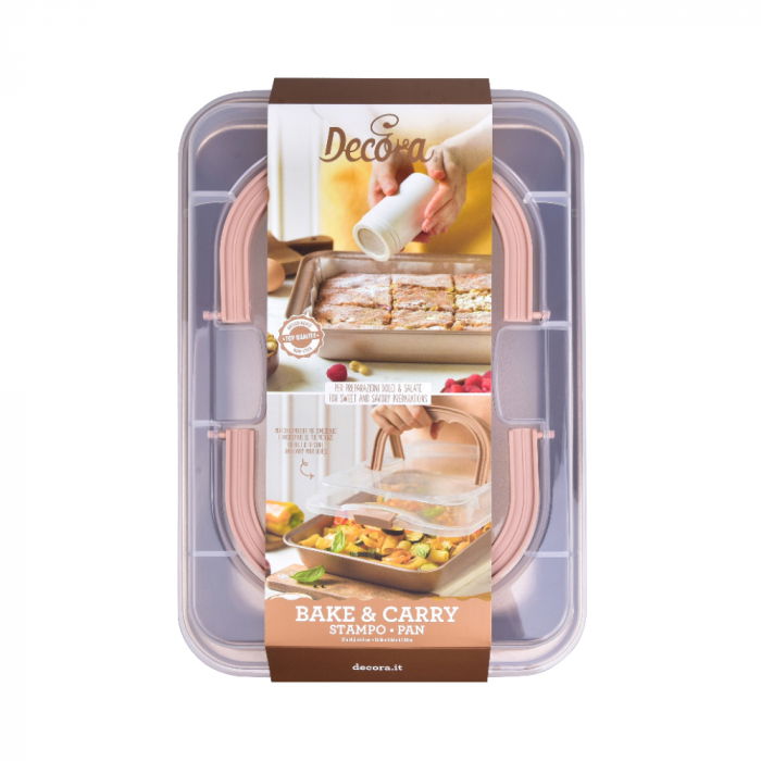 Tava Drept. Margini Evazate Roz Vintage 37 x 24.5 x 5 cm + Capac Transp, Alum Antiaderent [1]