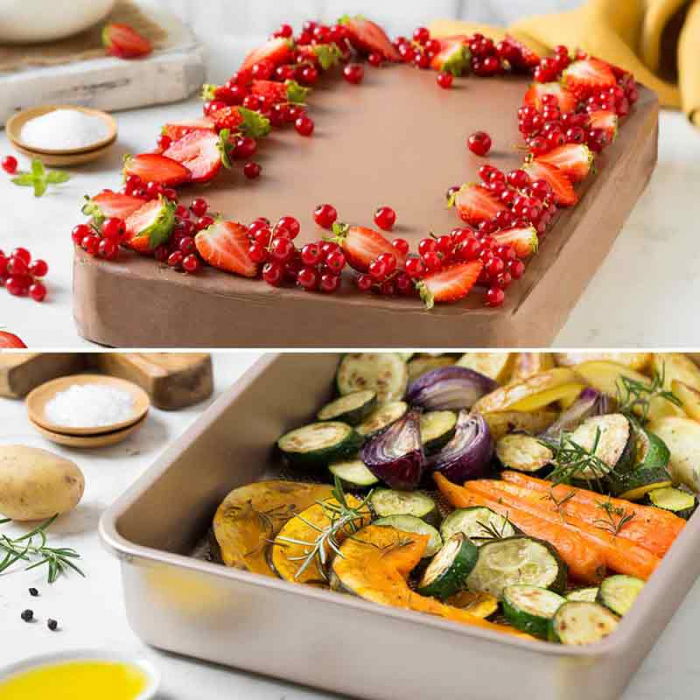 Tava Dreptunghi Margini Drepte Roz Vintage 34.7 x 24.5 x H 5.5 cm, Aluminiu Antiaderent [3]