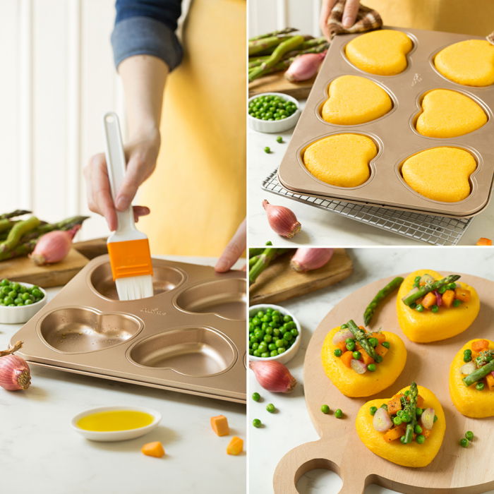 Tava Inimioare Roz Vintage 6 Cavitati Ø 9.5 x H 2.5 cm, Aluminiu Antiaderent [4]