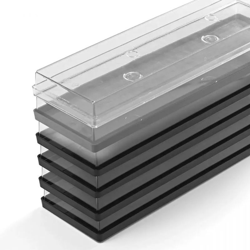 Tavita Margini drepte, Plexiglas Negru, 39.55 x 11.9 x H 1.25 cm - Set 2 Buc [3]