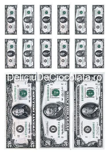 Vafa imprimata Diverse Model 4, Bancnote Dolar 15 Decoruri Ø 6 - 15 cm, A4 [1]